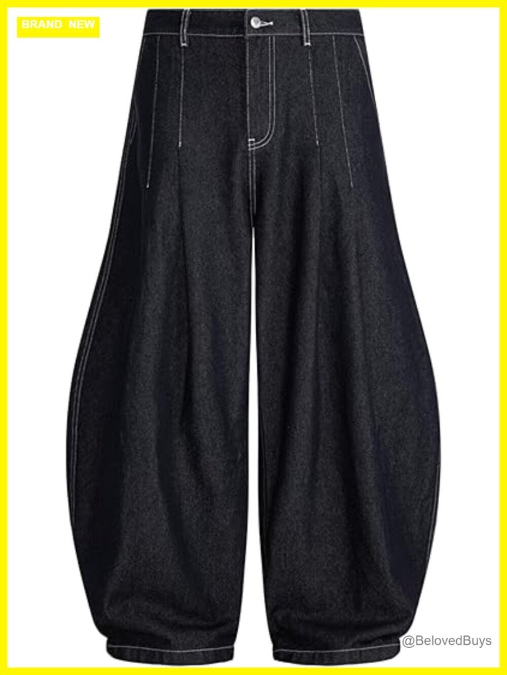 Baggy Barrel Pleated Wide Leg Denim Jeans Unisex Streetwear